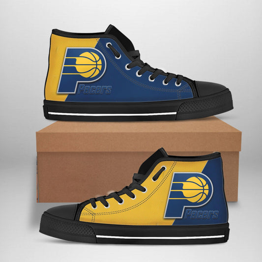 Ideafootwear Indiana Pacers High Top Canvas Sneakers Shoes For Men And Women