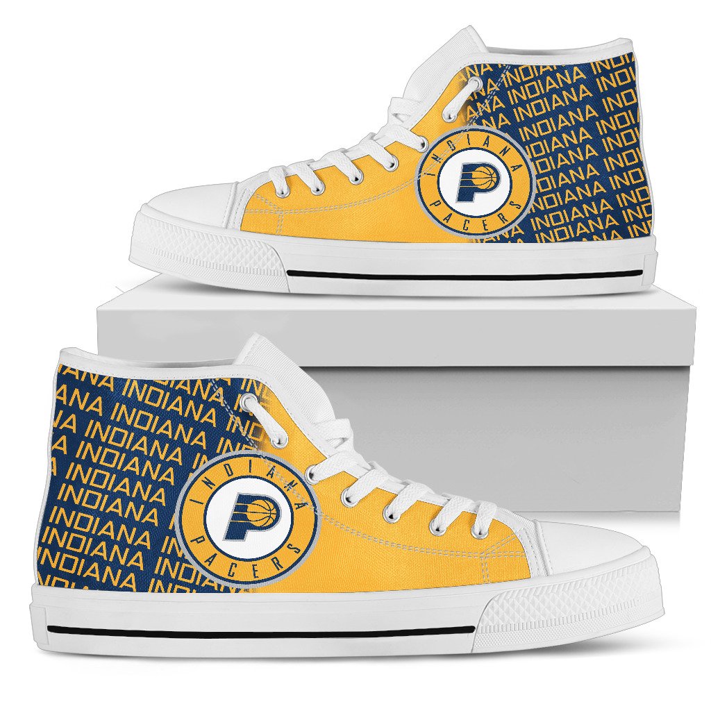 Ideafootwear Indiana Pacers High Top Canvas Sneakers Shoes For Men And Women