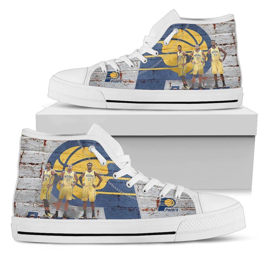 Ideafootwear Indiana Pacers High Top Canvas Sneakers Shoes For Men And Women