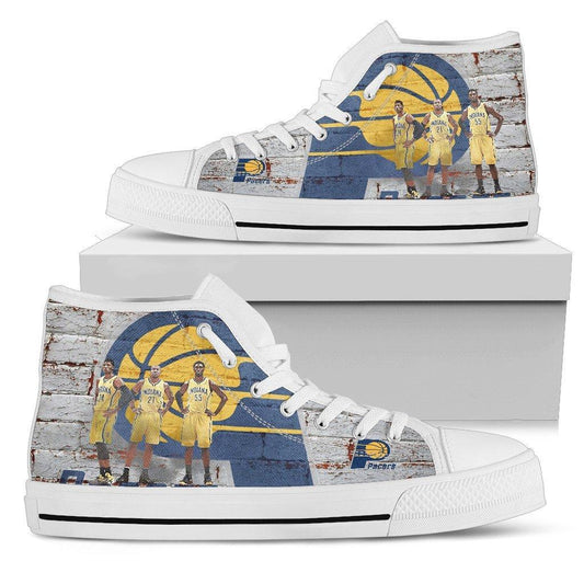 Ideafootwear Indiana Pacers High Top Canvas Sneakers Shoes For Men And Women