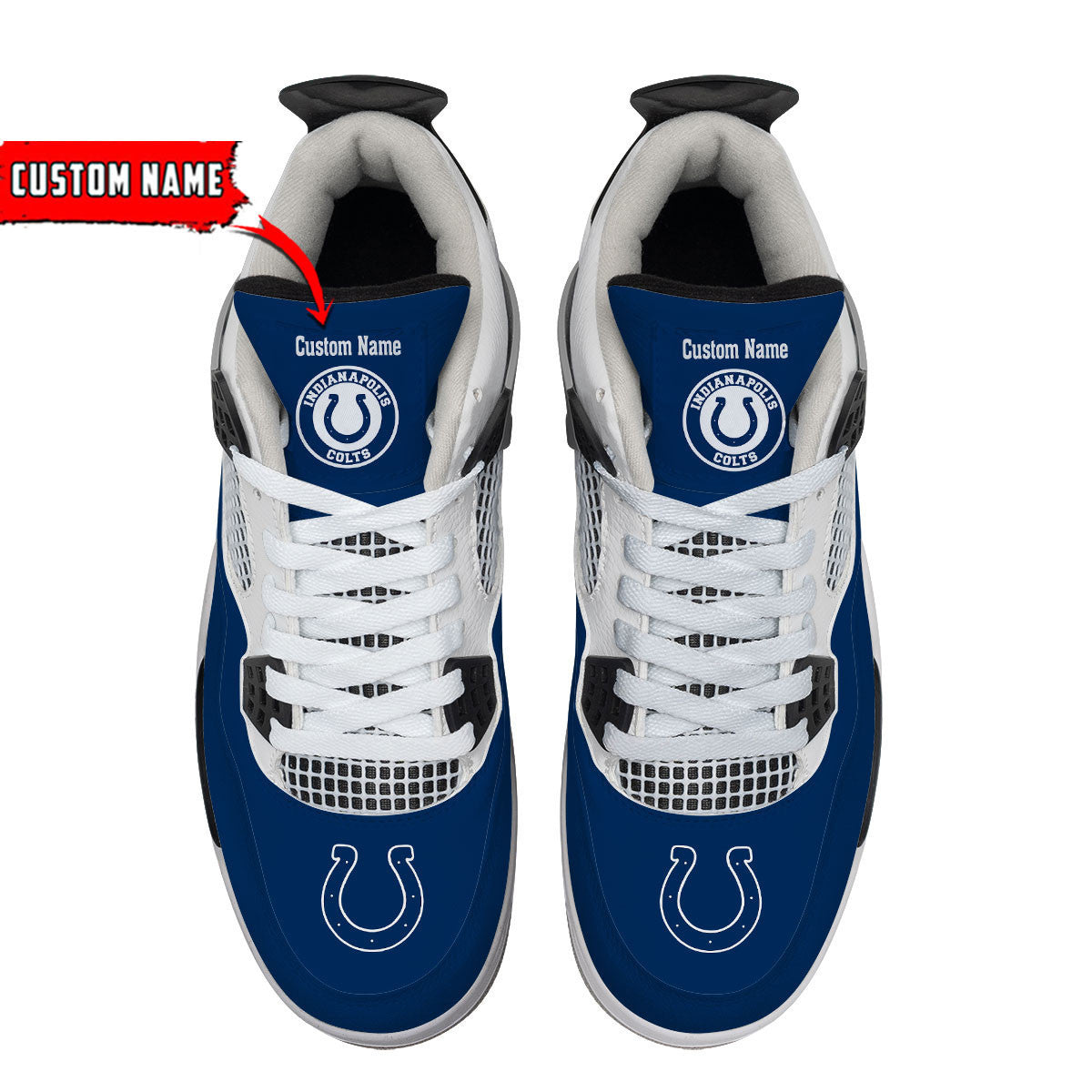 Ideafootwear Indianapolis Colts AJ4 Sneakers Shoes For Men And Women