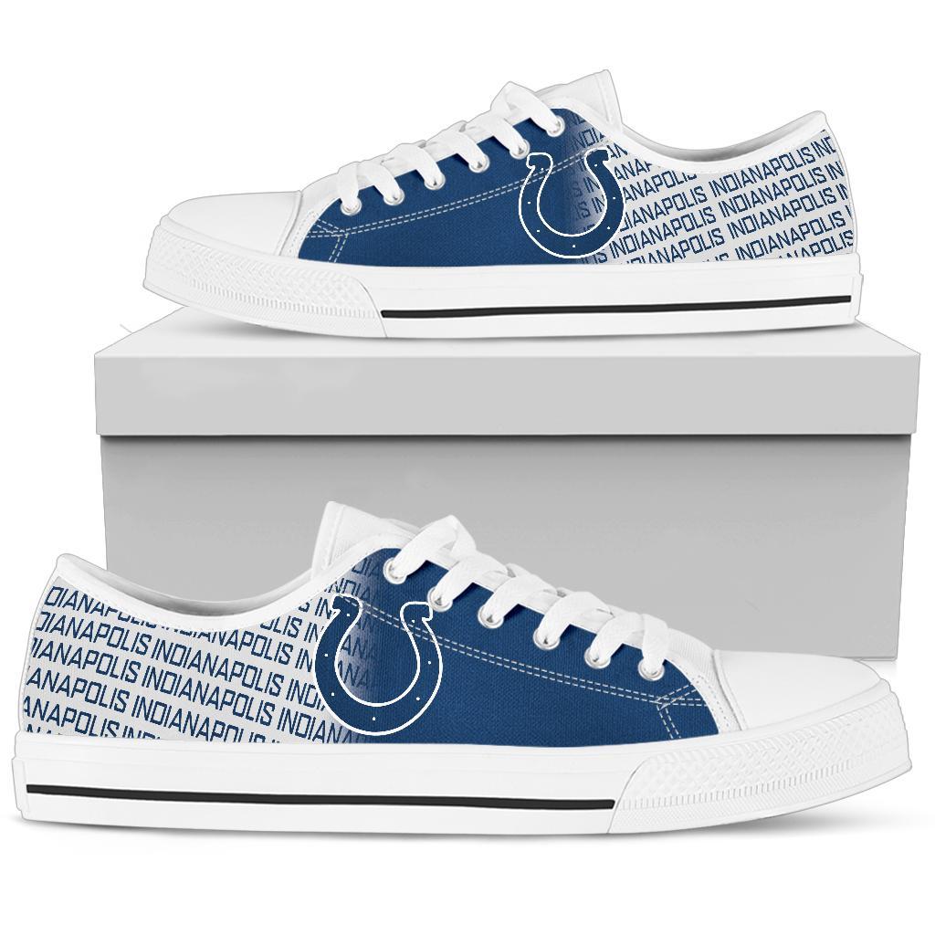 Ideafootwear Indianapolis Colts Low Top Canvas Sneakers Shoes For Men And Women