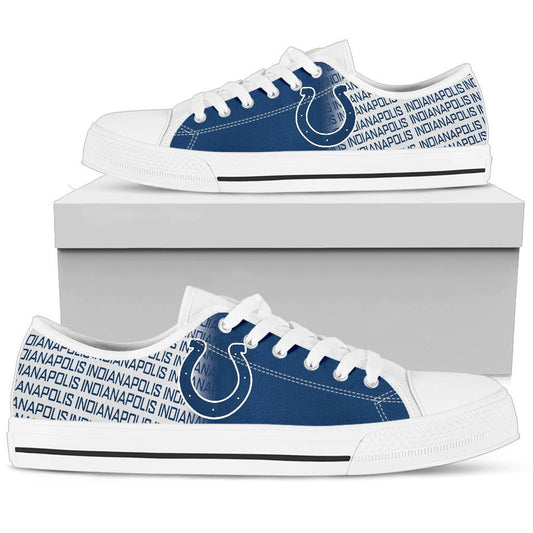 Ideafootwear Indianapolis Colts Low Top Canvas Sneakers Shoes For Men And Women