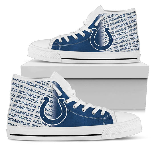 Ideafootwear Indianapolis Colts High Top Canvas Sneakers Shoes For Men And Women