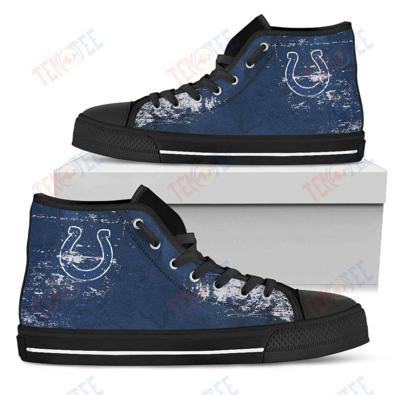 Ideafootwear Indianapolis Colts High Top Canvas Sneakers Shoes For Men And Women