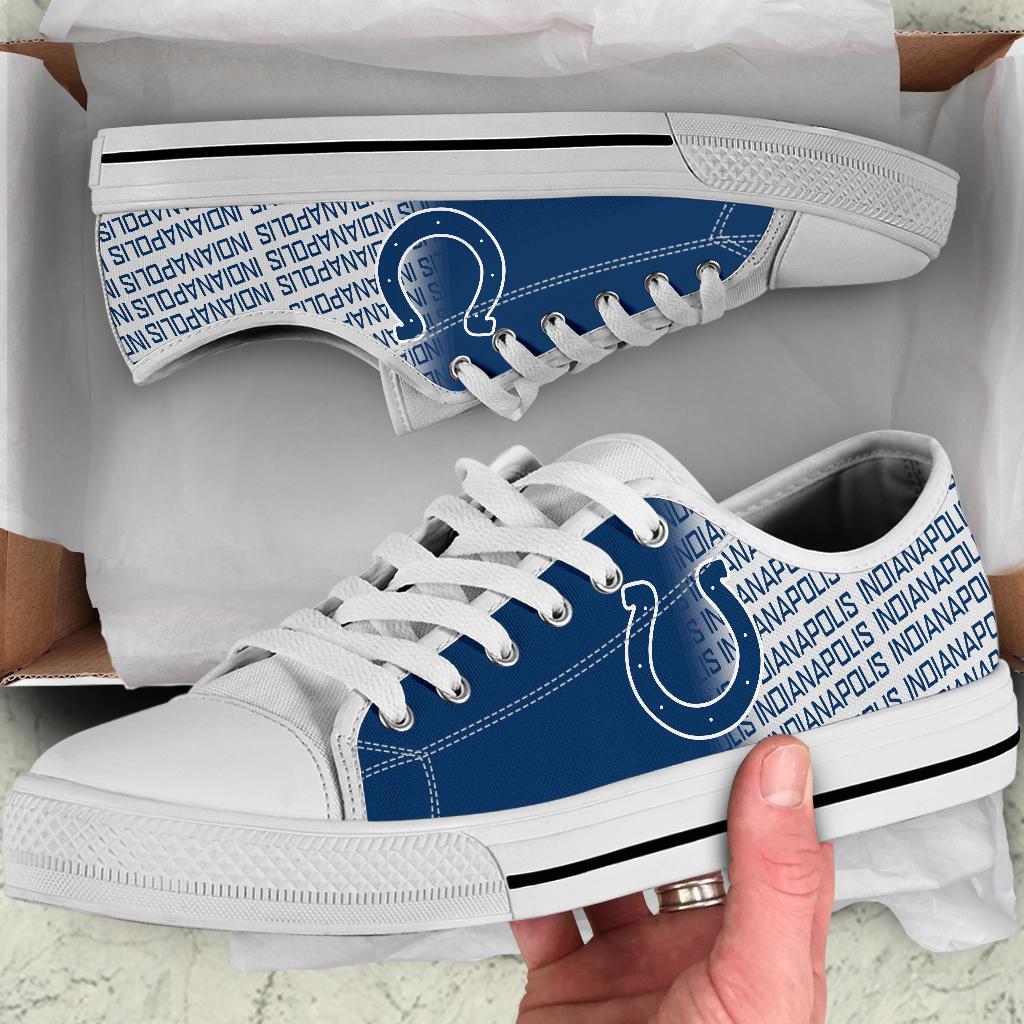 Ideafootwear Indianapolis Colts Low Top Canvas Sneakers Shoes For Men And Women