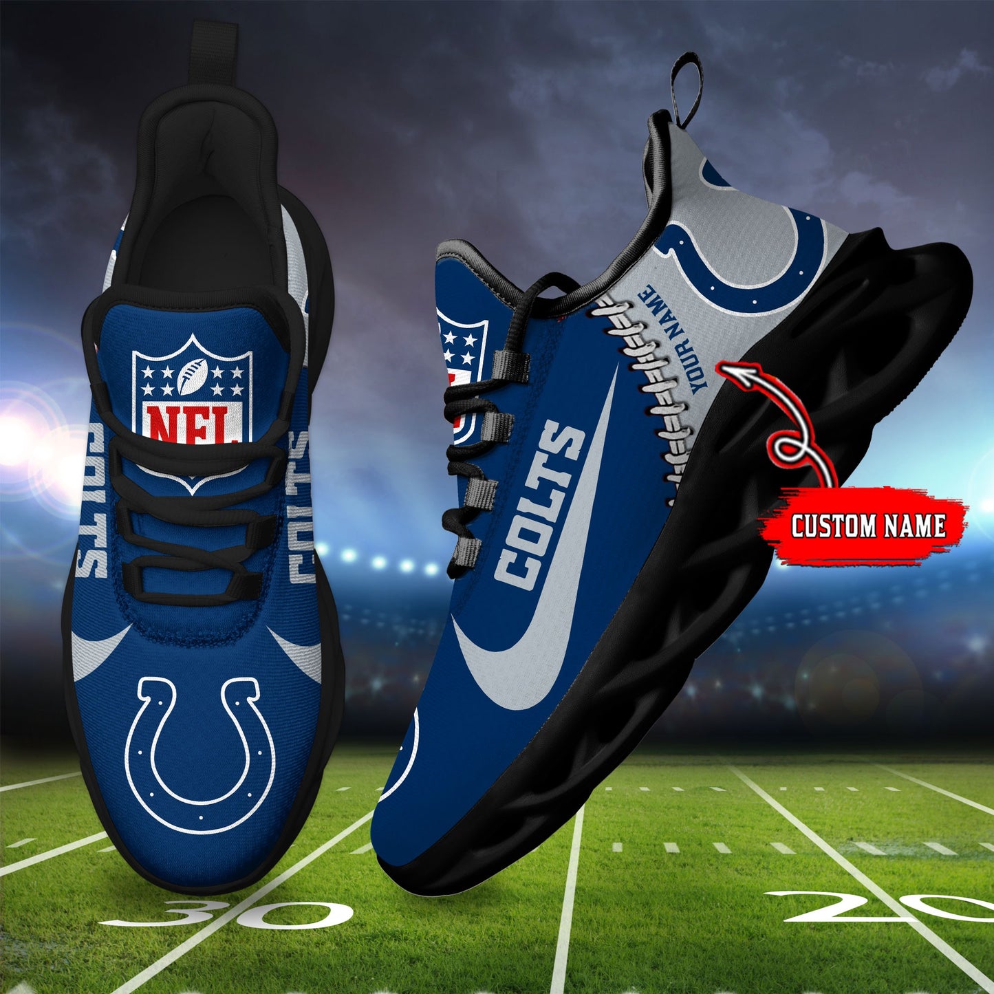 Ideafootwear Indianapolis Colts NFL Max Soul Shoes Sneakers For Men And Women