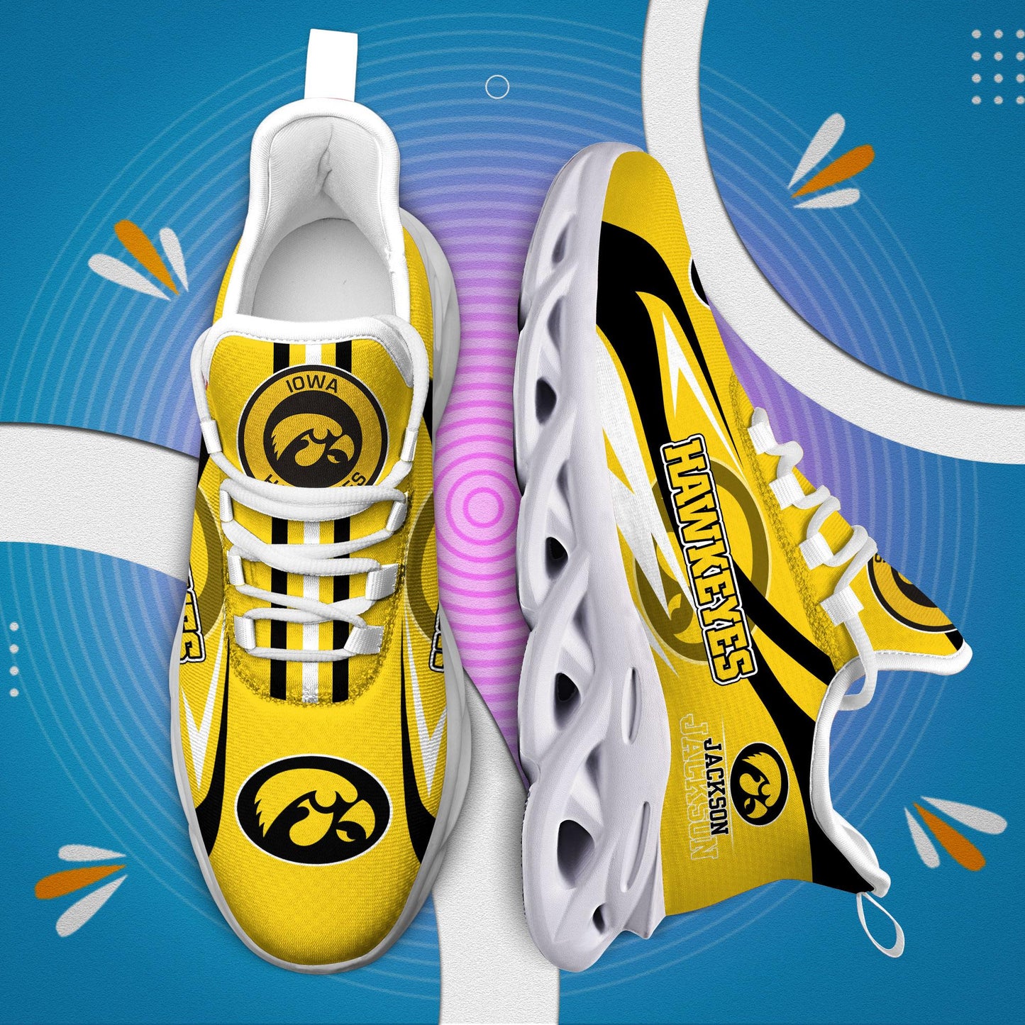 Ideafootwear Iowa Hawkeyes Max Soul Shoes Sneakers For Men And Women