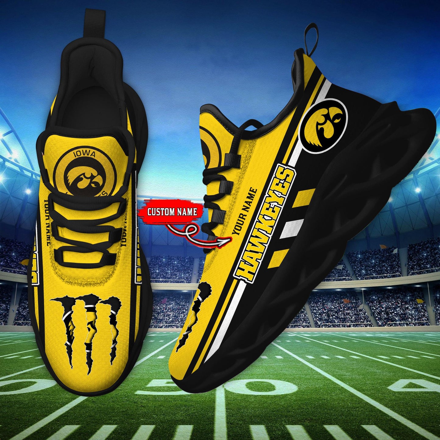 Ideafootwear Iowa Hawkeyes Max Soul Shoes Sneakers For Men And Women