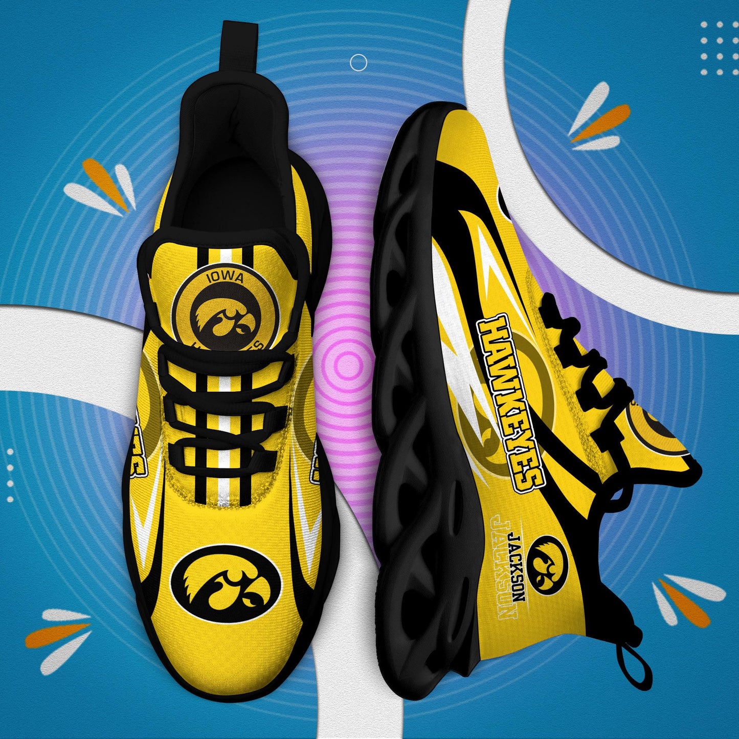 Ideafootwear Iowa Hawkeyes Max Soul Shoes Sneakers For Men And Women