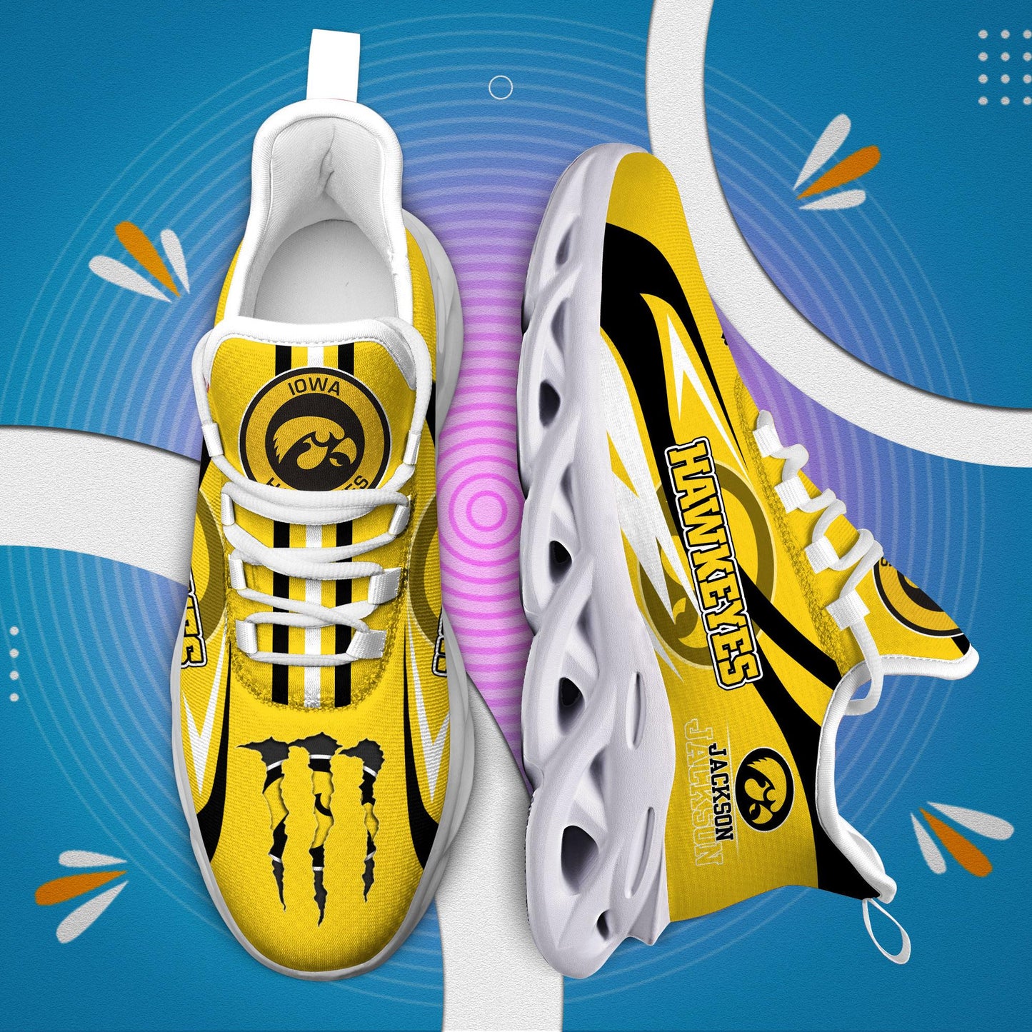 Ideafootwear Iowa Hawkeyes Max Soul Shoes Sneakers For Men And Women