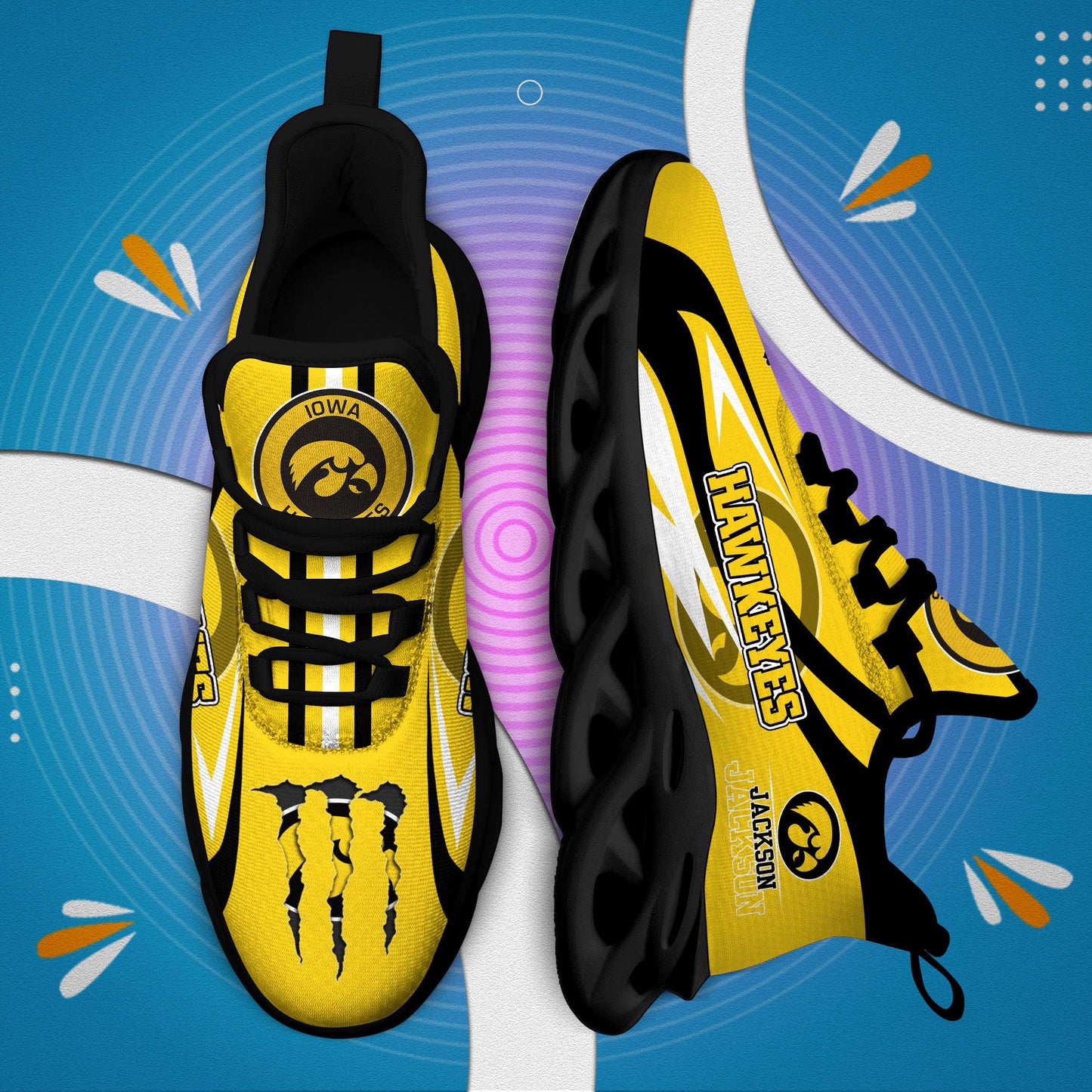 Ideafootwear Iowa Hawkeyes Max Soul Shoes Sneakers For Men And Women
