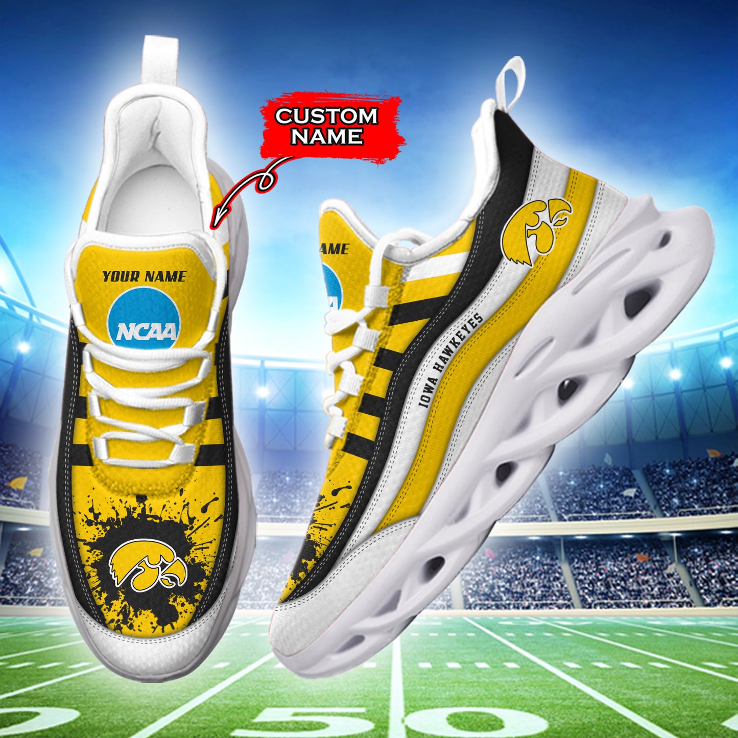 Ideafootwear Iowa Hawkeyes NCAA Max Soul Shoes Sneakers For Men And Women