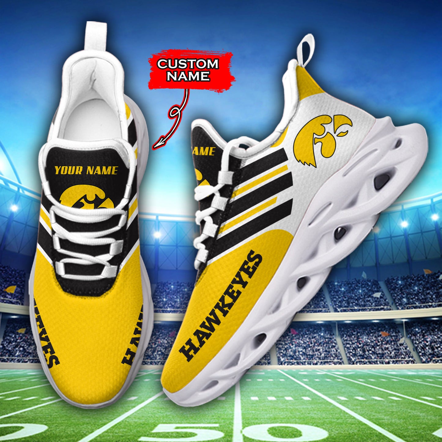 Ideafootwear Iowa Hawkeyes NCAA Max Soul Shoes Sneakers For Men And Women