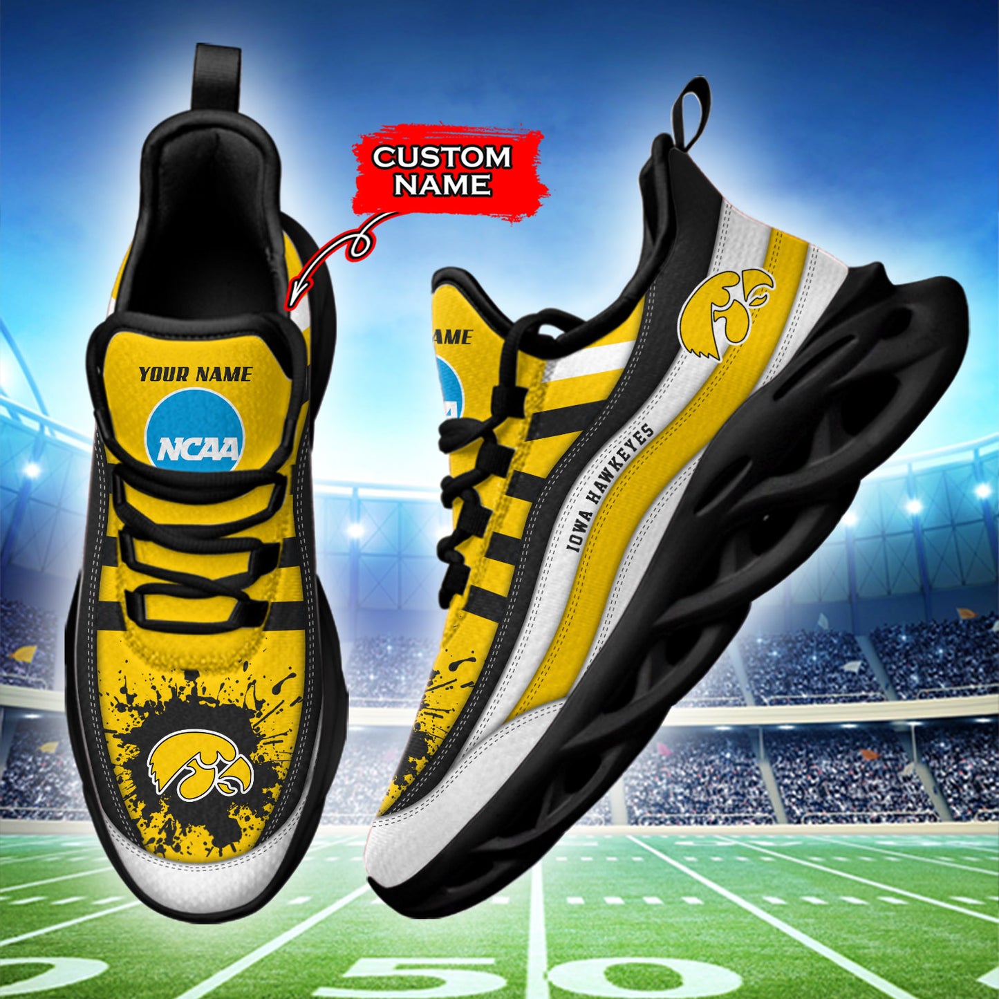 Ideafootwear Iowa Hawkeyes NCAA Max Soul Shoes Sneakers For Men And Women