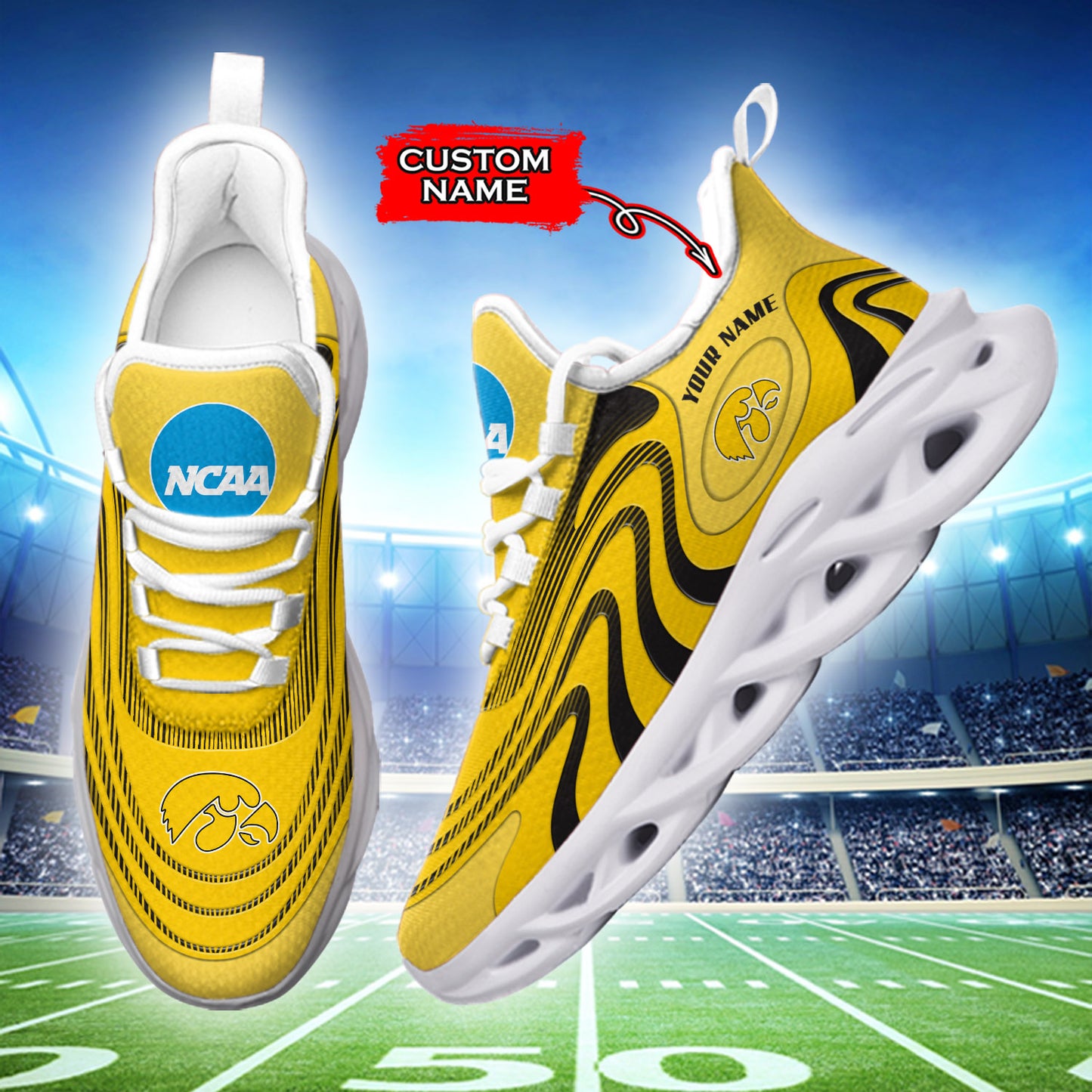 Ideafootwear Iowa Hawkeyes NCAA Max Soul Shoes Sneakers For Men And Women