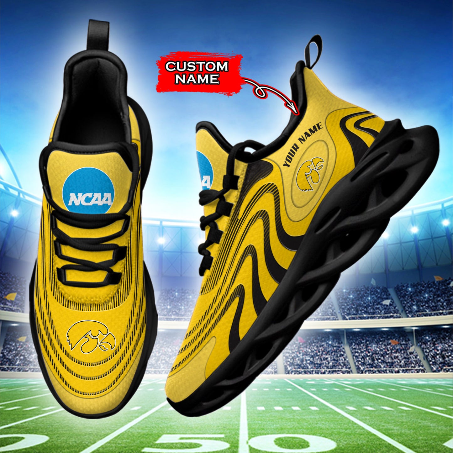 Ideafootwear Iowa Hawkeyes NCAA Max Soul Shoes Sneakers For Men And Women