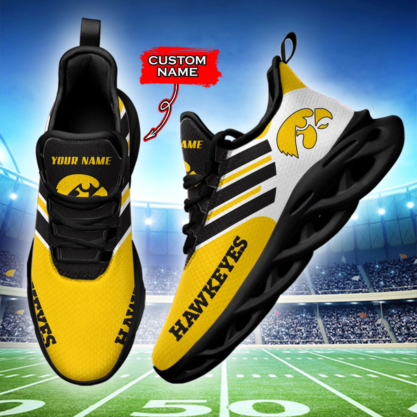 Ideafootwear Iowa Hawkeyes NCAA Max Soul Shoes Sneakers For Men And Women