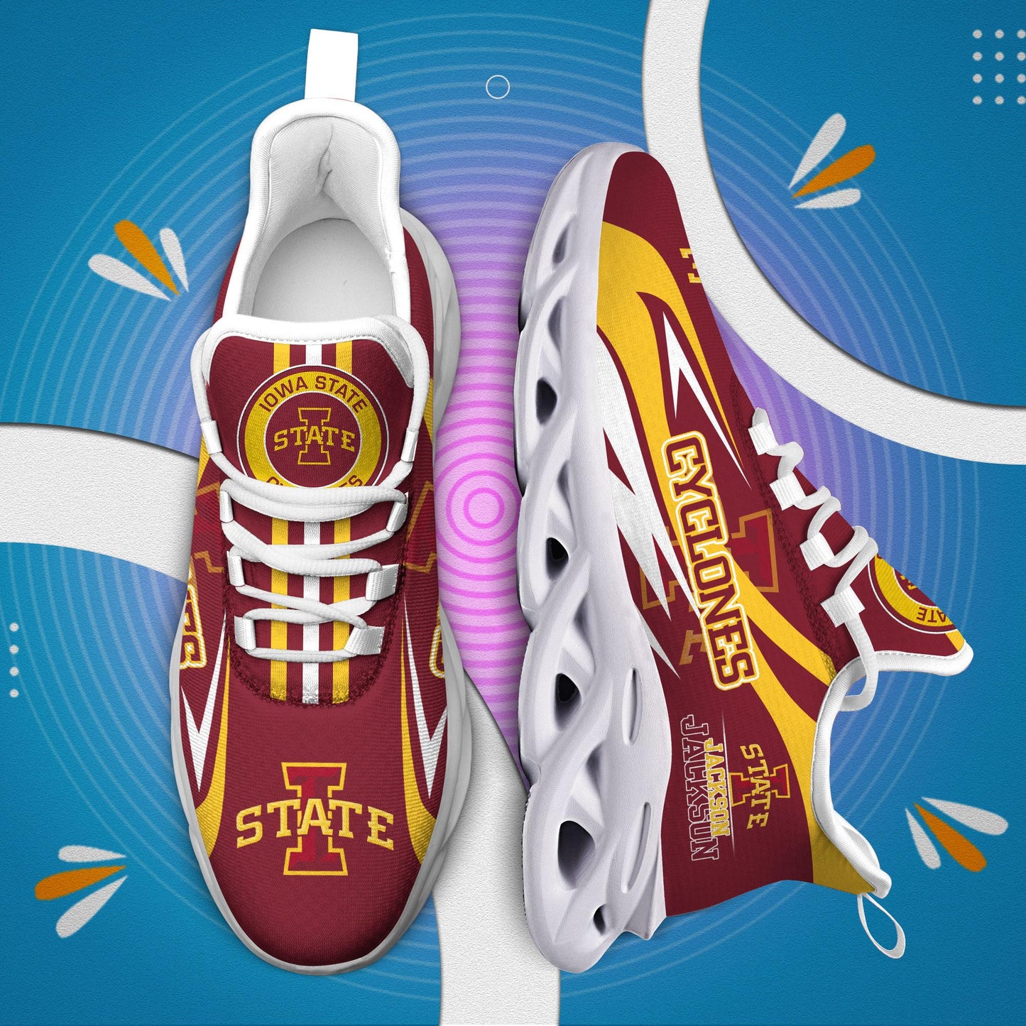 Ideafootwear Iowa State Cyclones Max Soul Shoes Sneakers For Men And Women