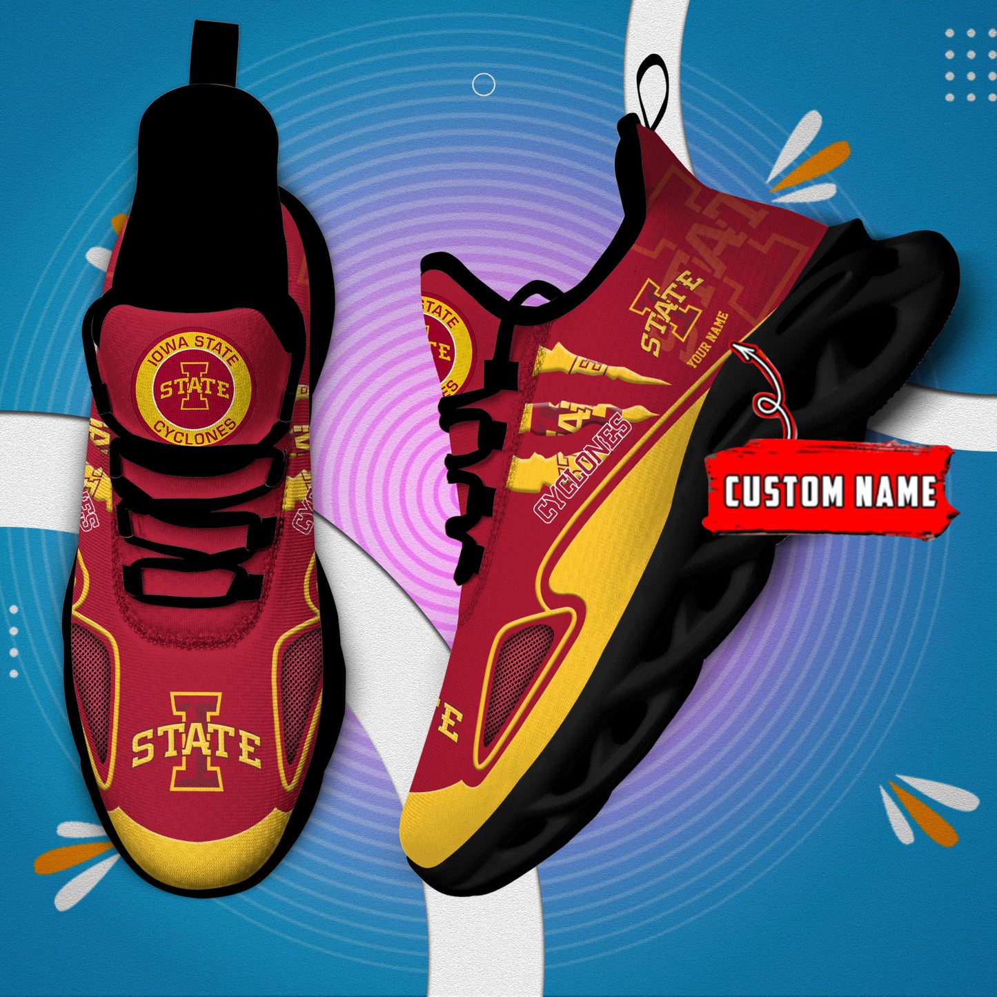 Ideafootwear Iowa State Cyclones Max Soul Shoes Sneakers For Men And Women