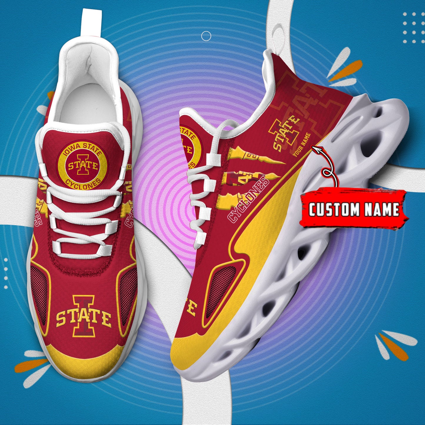 Ideafootwear Iowa State Cyclones Max Soul Shoes Sneakers For Men And Women