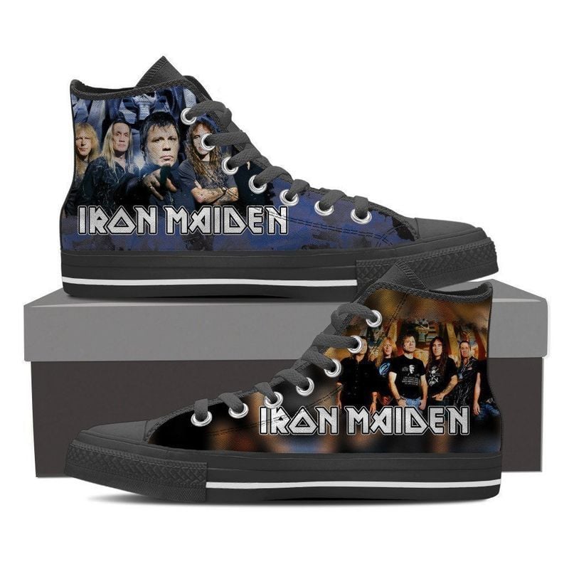 Ideafootwear Iron Maiden High Top Canvas Sneakers Shoes For Men And Women