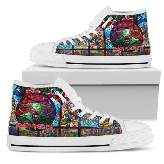 Ideafootwear Iron Maiden High Top Canvas Sneakers Shoes For Men And Women