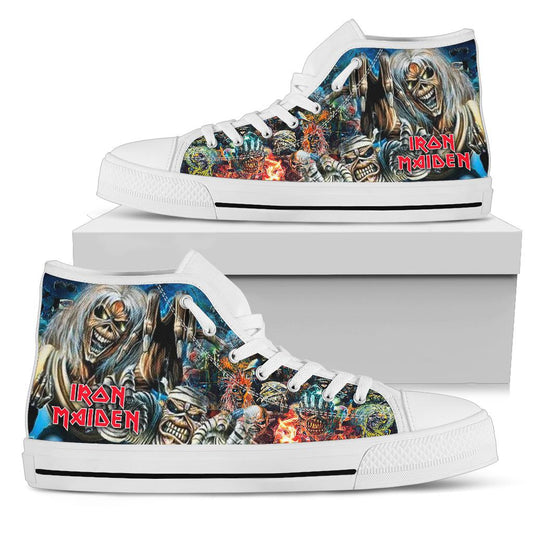 Ideafootwear Iron Maiden High Top Canvas Sneakers Shoes For Men And Women