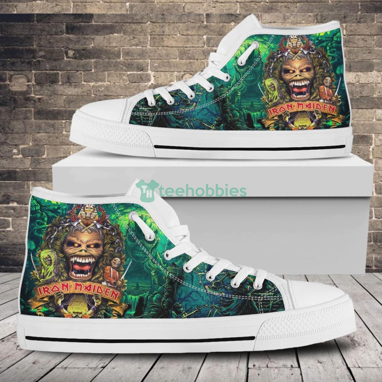 Ideafootwear Iron Maiden High Top Canvas Sneakers Shoes For Men And Women