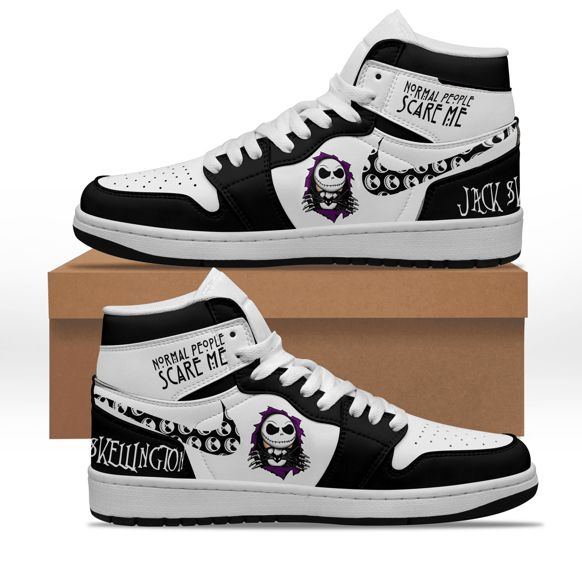 Ideafootwear Jack Skellington AJ1 High Sneakers Shoes For Men And Women