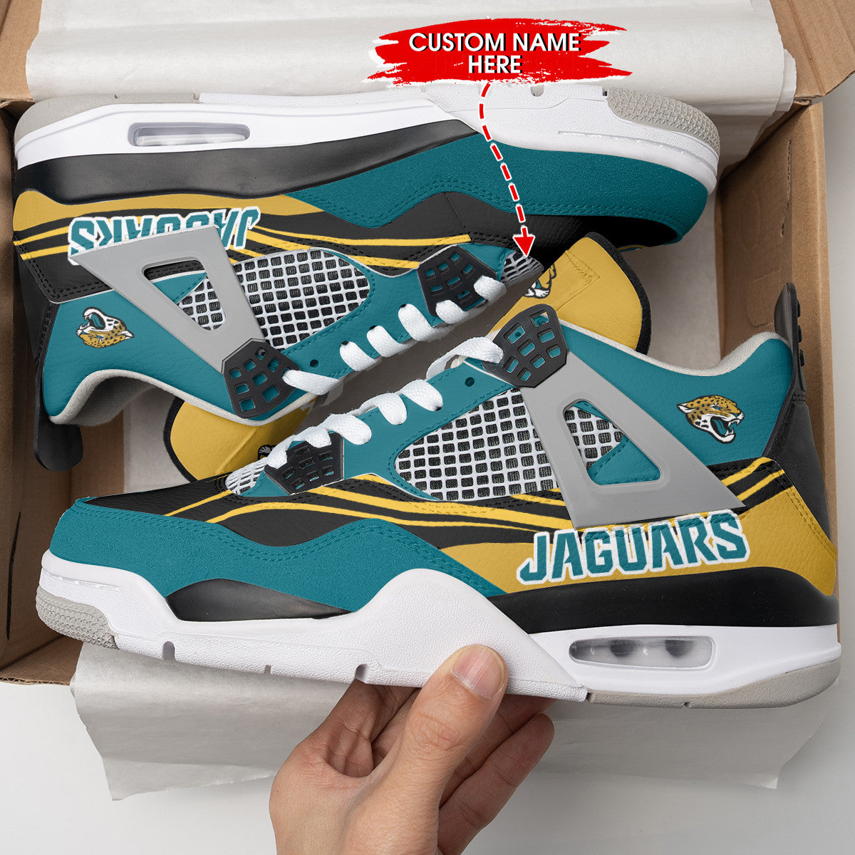 Ideafootwear Jacksonville Jaguars AJ4 Sneakers Shoes For Men And Women