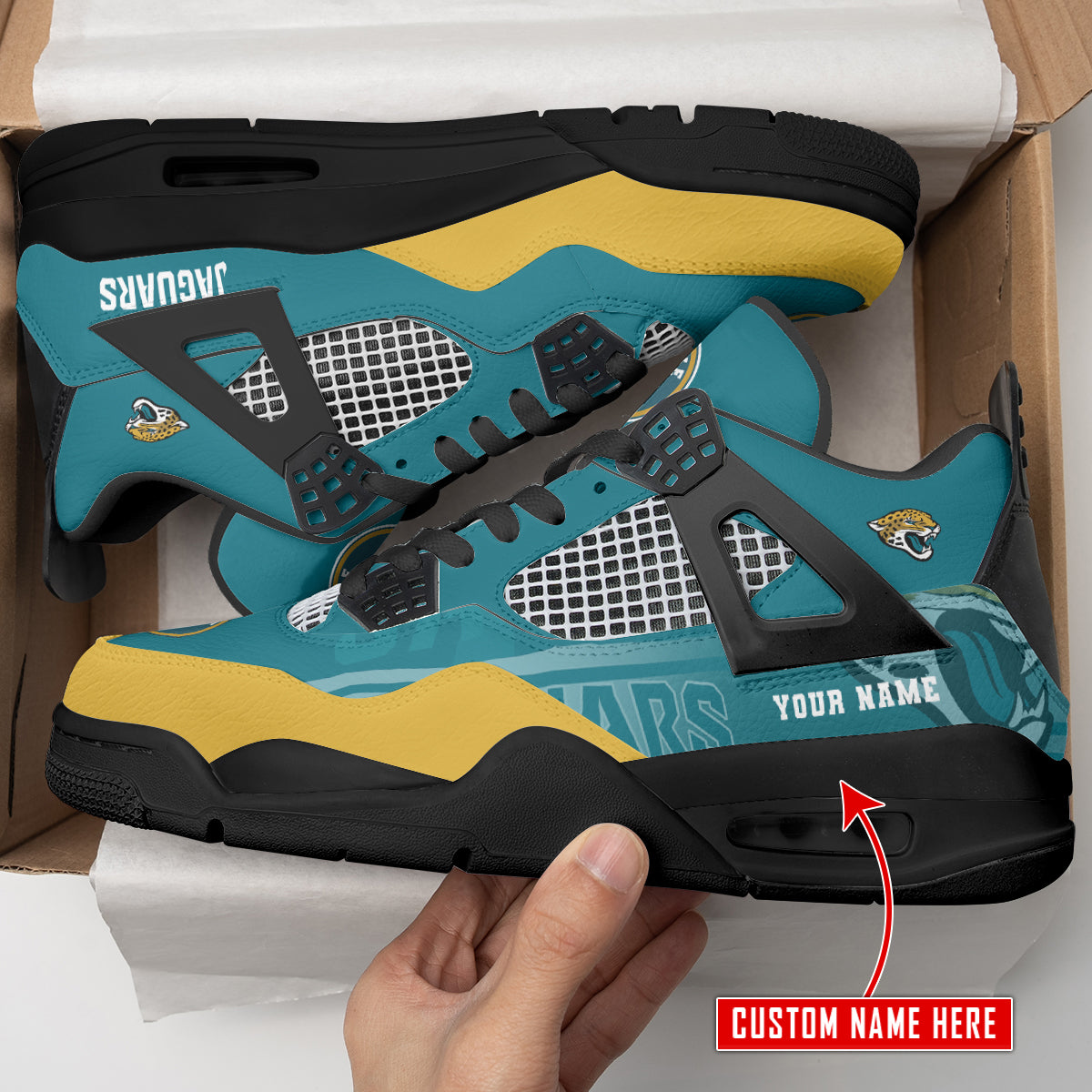 Ideafootwear Jacksonville Jaguars AJ4 Sneakers Shoes For Men And Women