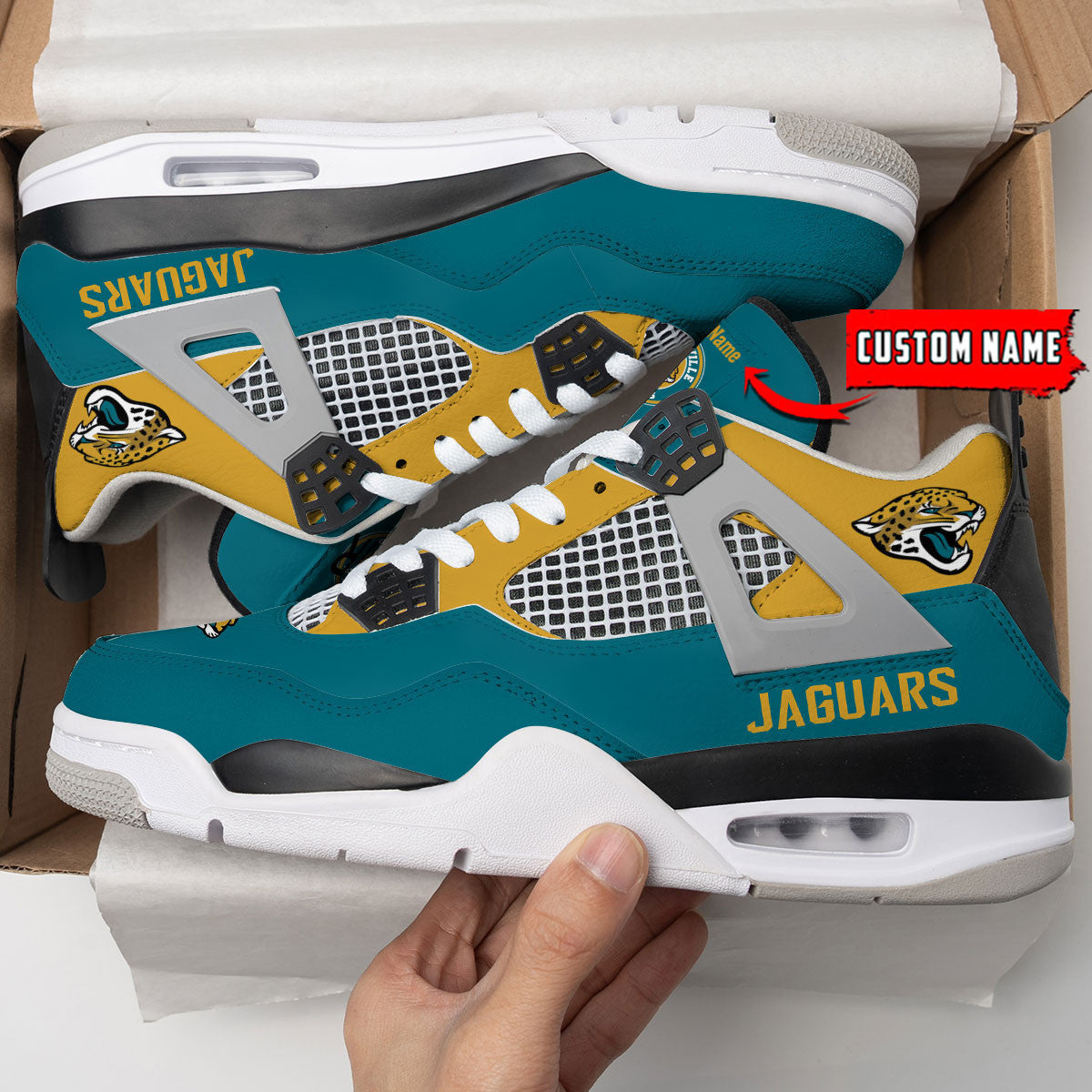 Ideafootwear Jacksonville Jaguars AJ4 Sneakers Shoes For Men And Women