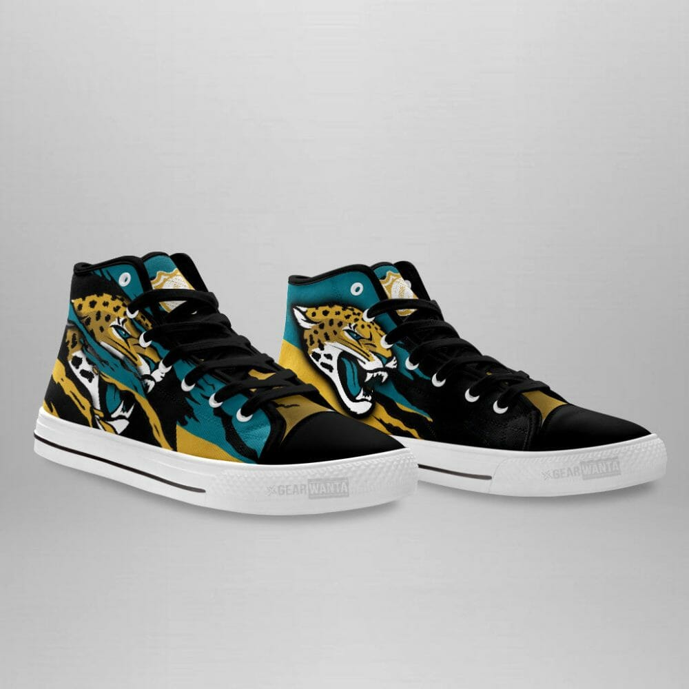 Ideafootwear Jacksonville Jaguars High Top Canvas Sneakers Shoes For Men And Women