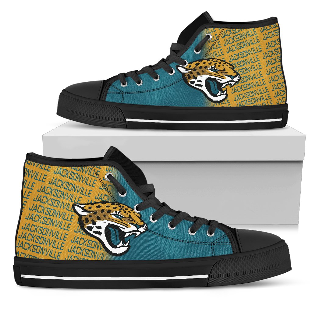 Ideafootwear Jacksonville Jaguars High Top Canvas Sneakers Shoes For Men And Women