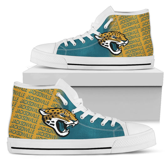 Ideafootwear Jacksonville Jaguars High Top Canvas Sneakers Shoes For Men And Women