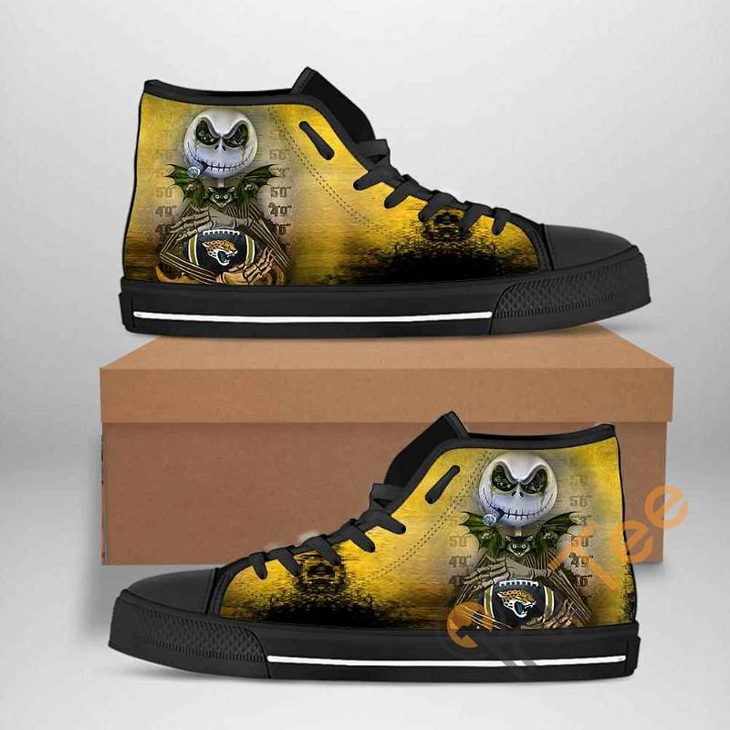 Ideafootwear Jacksonville Jaguars High Top Canvas Sneakers Shoes For Men And Women