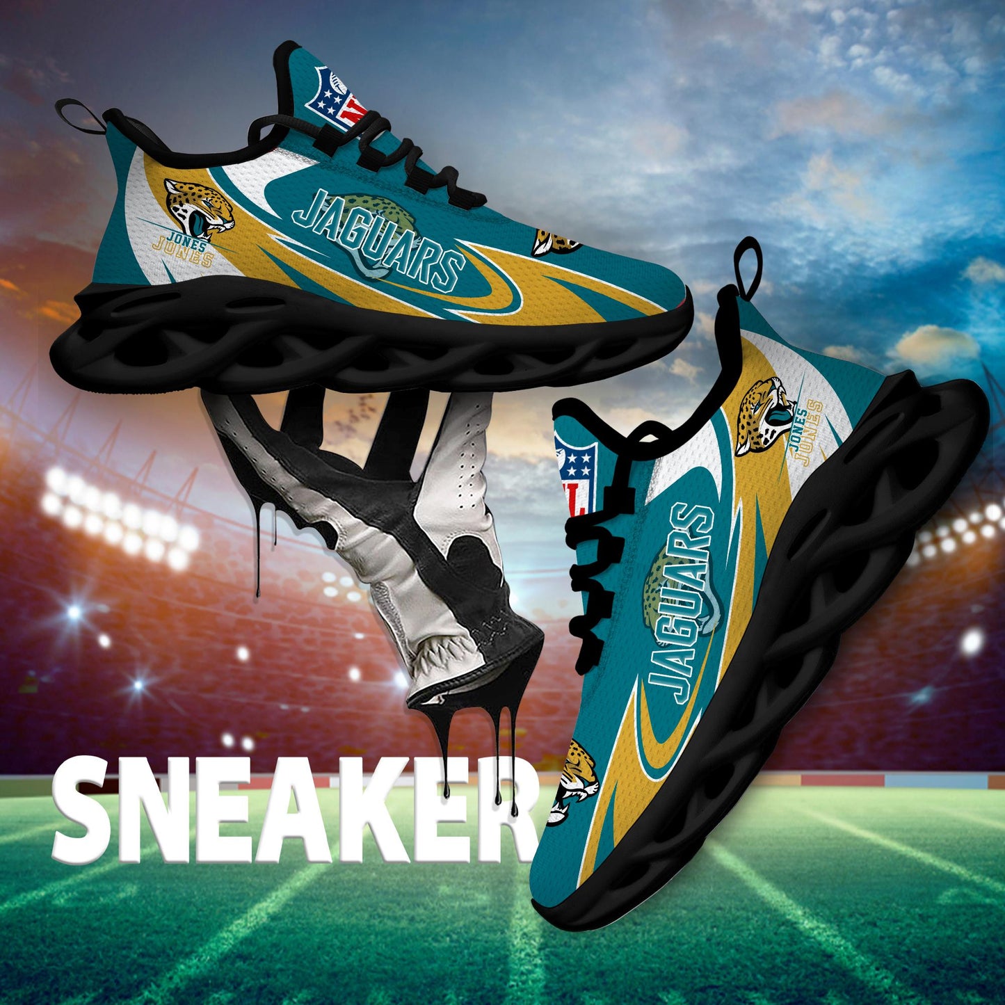 Ideafootwear Jacksonville Jaguars Max Soul Shoes Sneakers For Men And Women