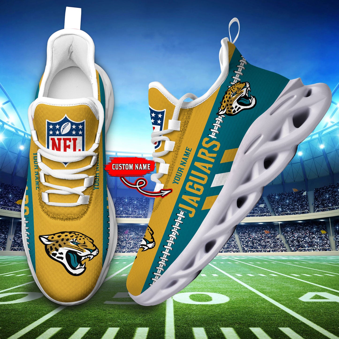 Ideafootwear Jacksonville Jaguars Max Soul Shoes Sneakers For Men And Women