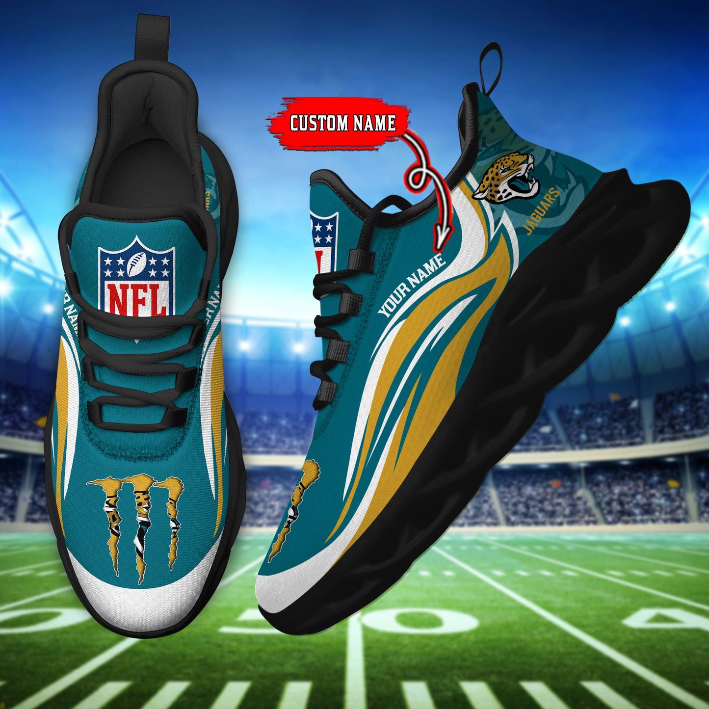 Ideafootwear Jacksonville Jaguars Max Soul Shoes Sneakers For Men And Women