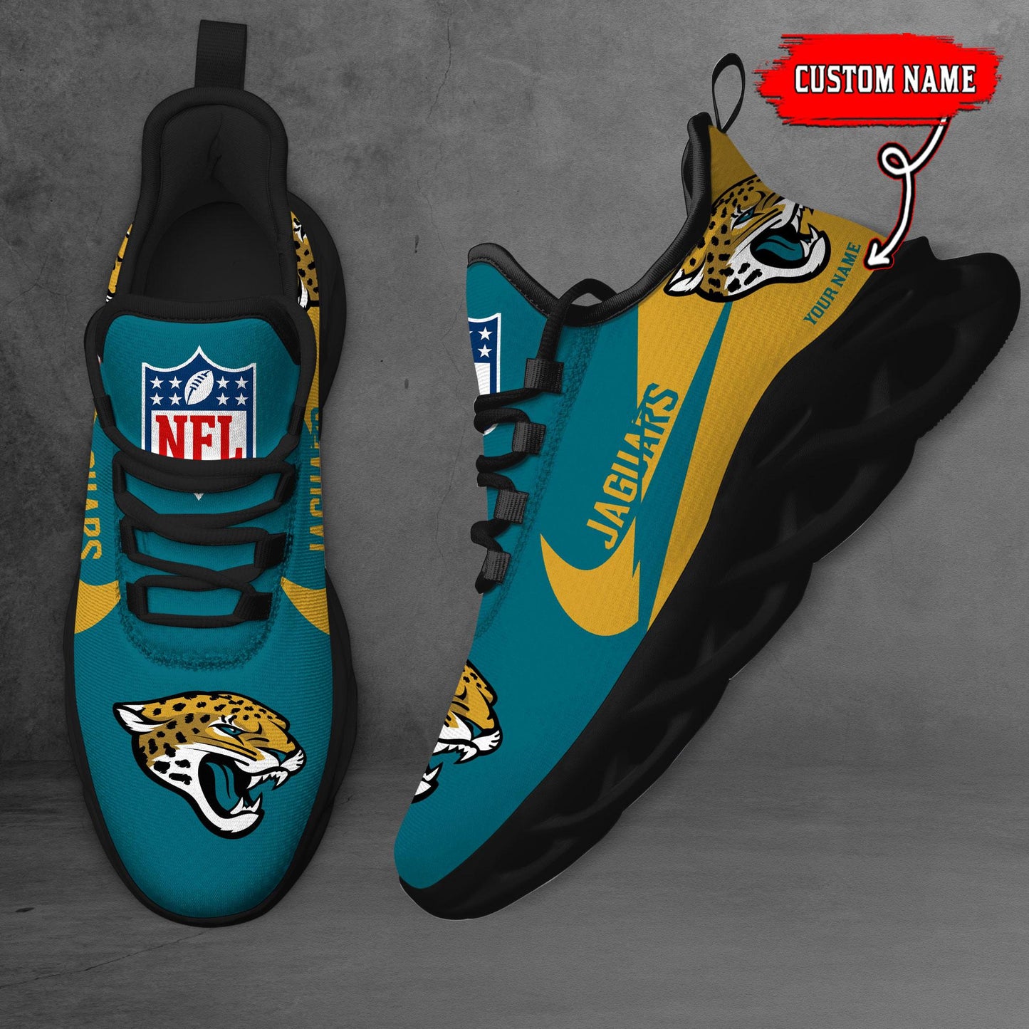 Ideafootwear Jacksonville Jaguars Max Soul Shoes Sneakers For Men And Women