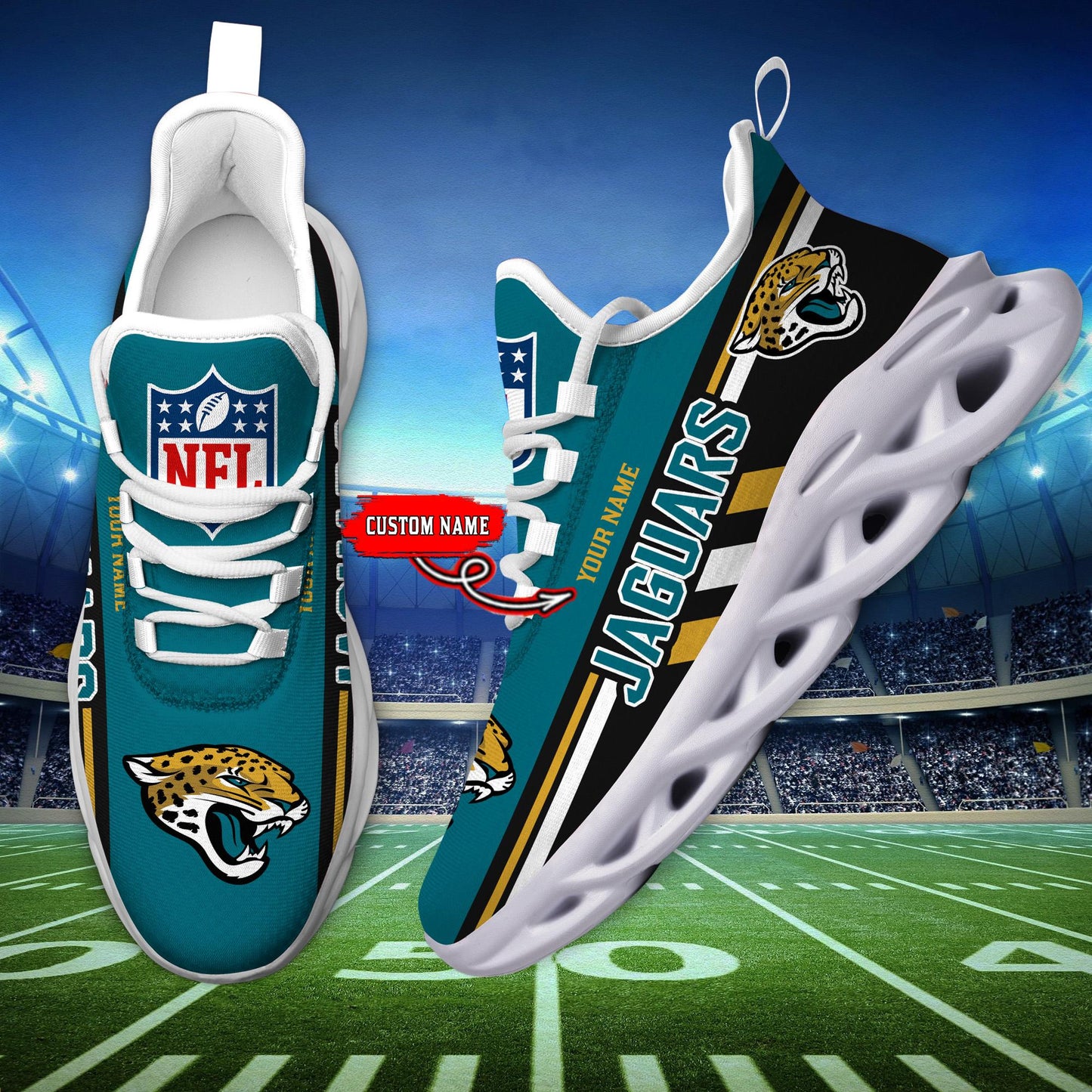 Ideafootwear Jacksonville Jaguars Max Soul Shoes Sneakers For Men And Women