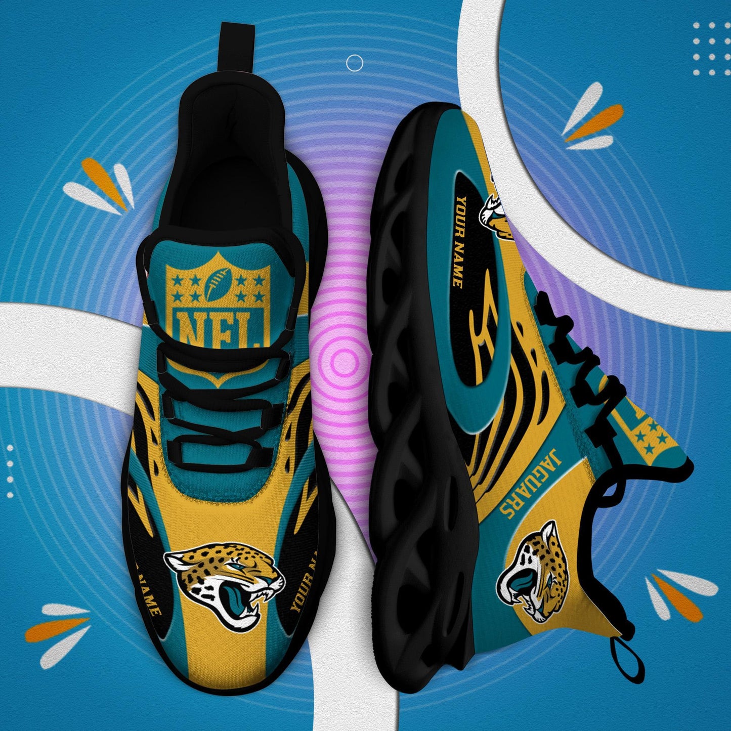 Ideafootwear Jacksonville Jaguars Max Soul Shoes Sneakers For Men And Women