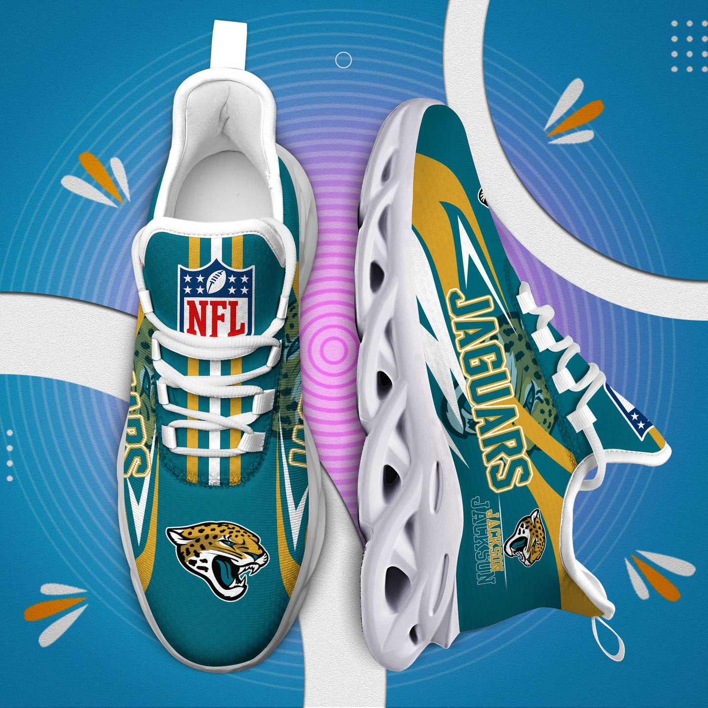 Ideafootwear Jacksonville Jaguars Max Soul Shoes Sneakers For Men And Women