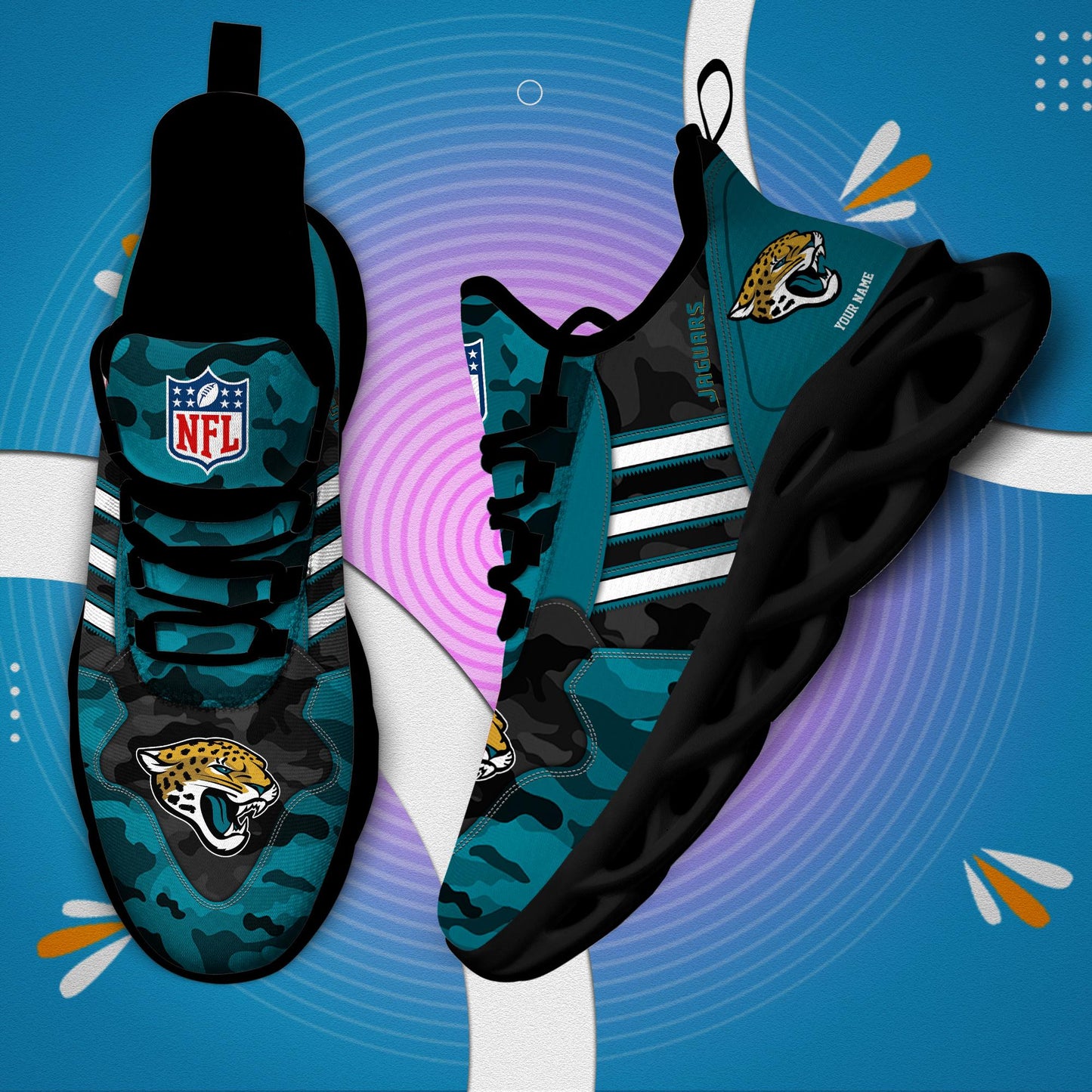 Ideafootwear Jacksonville Jaguars Max Soul Shoes Sneakers For Men And Women