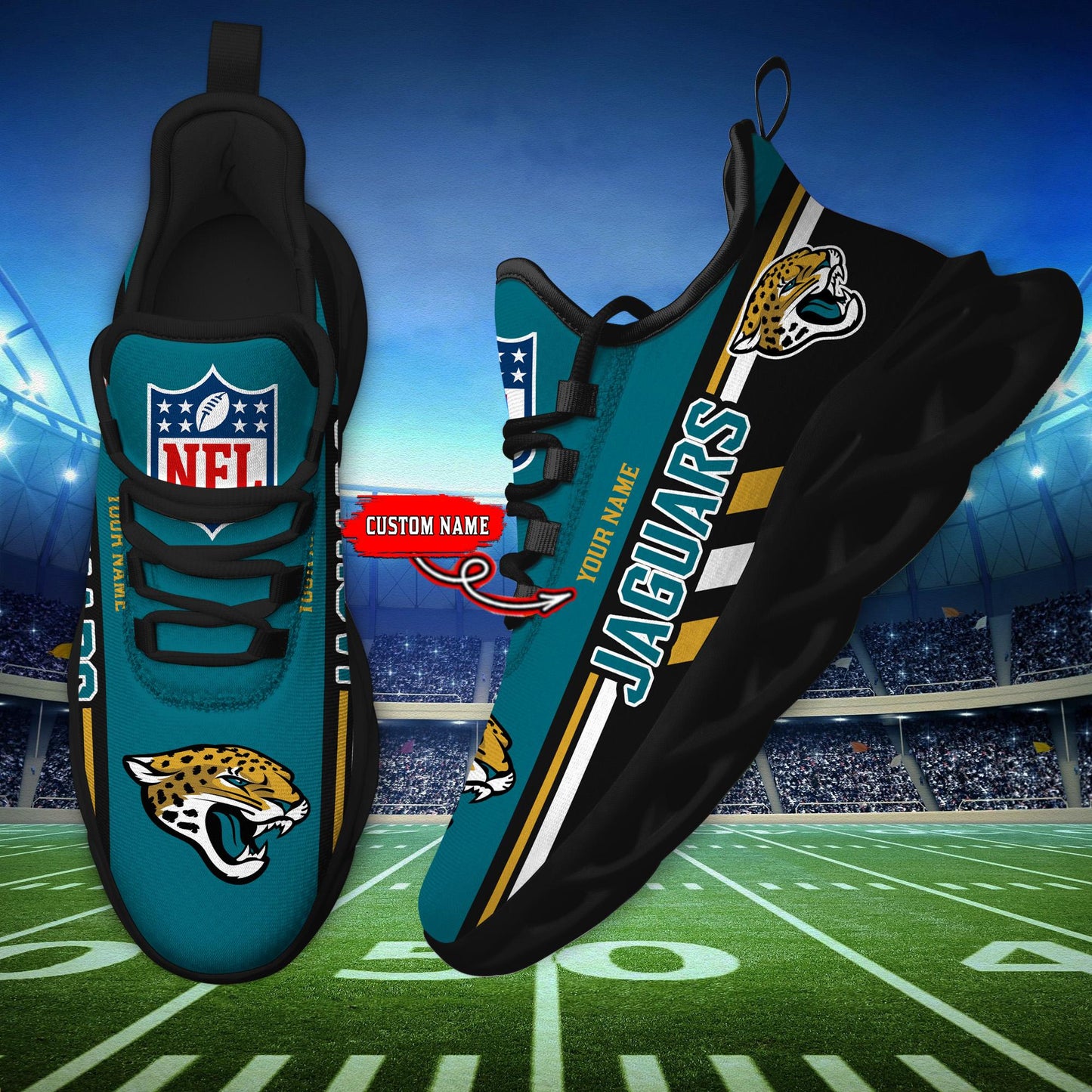 Ideafootwear Jacksonville Jaguars Max Soul Shoes Sneakers For Men And Women