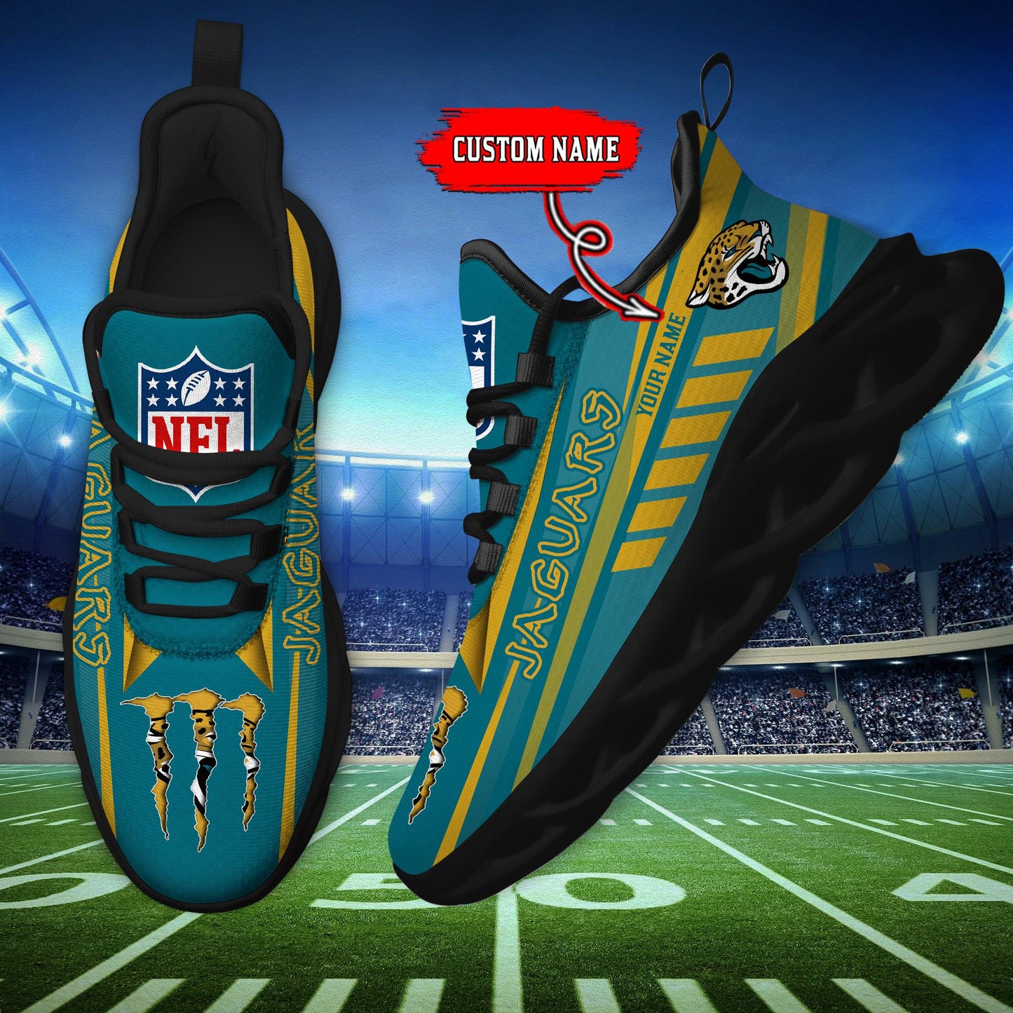 Ideafootwear Jacksonville Jaguars Max Soul Shoes Sneakers For Men And Women