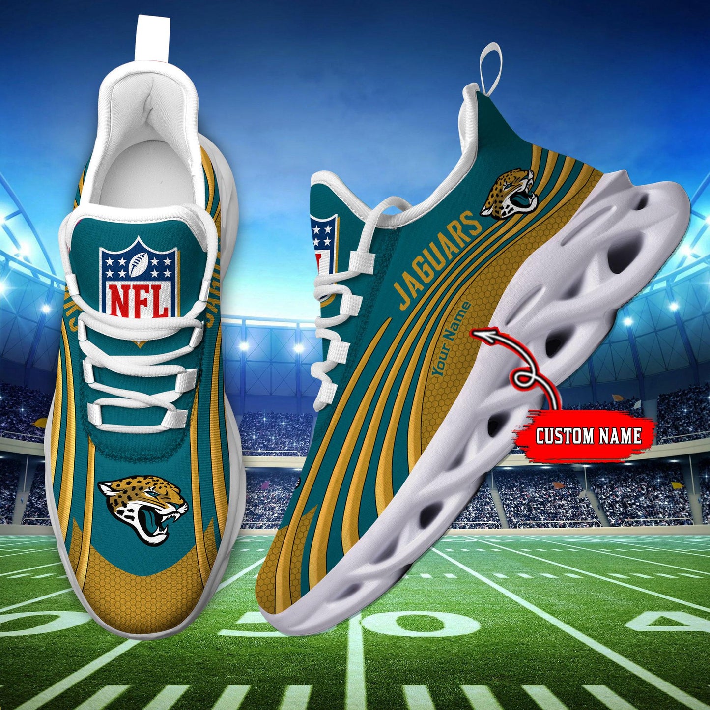 Ideafootwear Jacksonville Jaguars Max Soul Shoes Sneakers For Men And Women