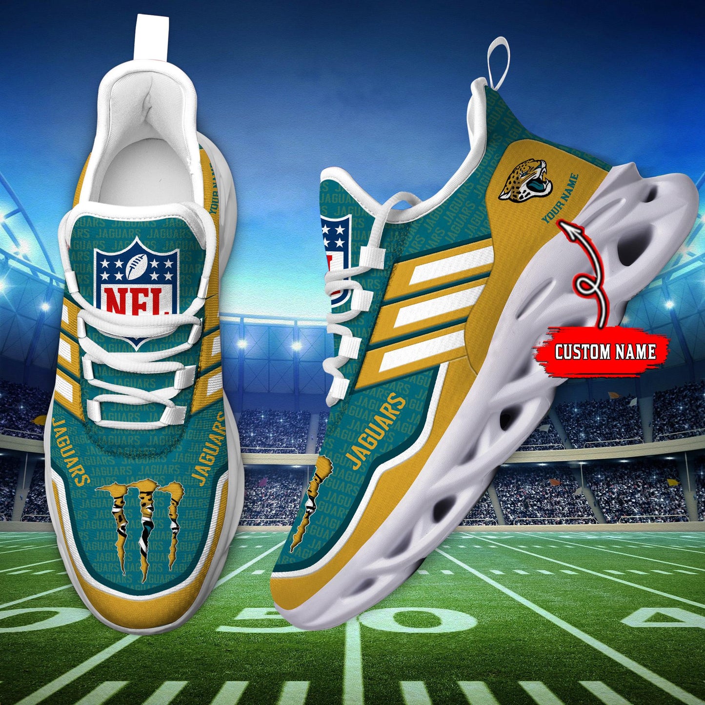 Ideafootwear Jacksonville Jaguars Max Soul Shoes Sneakers For Men And Women