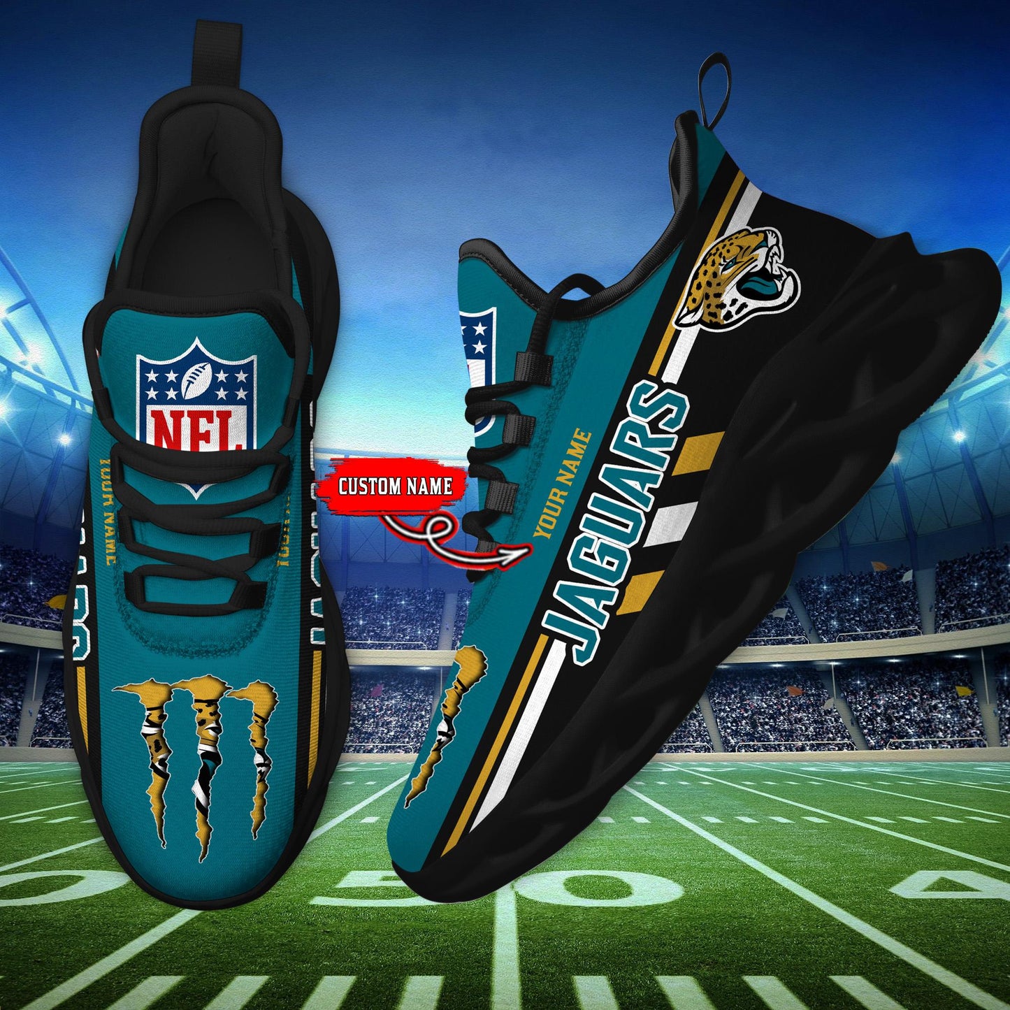 Ideafootwear Jacksonville Jaguars Max Soul Shoes Sneakers For Men And Women